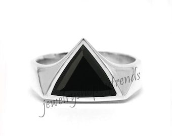 Natural Black Onyx Ring, Unisex 925 Sterling Silver Gemstone Ring, Statement  Mens Signet Ring Gift For Christmas, Birthday, Onyx Jewelry