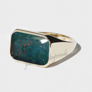 Bloodstone Ring, 925 Sterling Silver Bloodstone Ring, Unisex Signet Ring, Pinky Ring Men, Silver Gemstone Ring For Christmas Gift