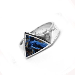Natural Pietersite Ring, 925 Silver Gemstone Ring Men, Unisex Statement Triangle Ring, Heavy Mens Signet Ring For Gift Mens Pietersite ring image 3
