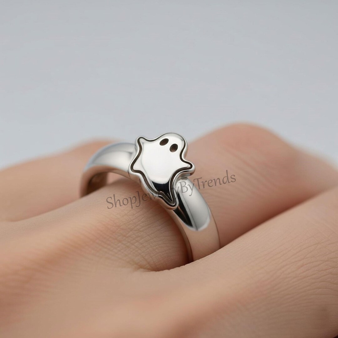 925 Sterling Silver Ghost Ring: Fall Halloween Jewelry for Gift Party ...