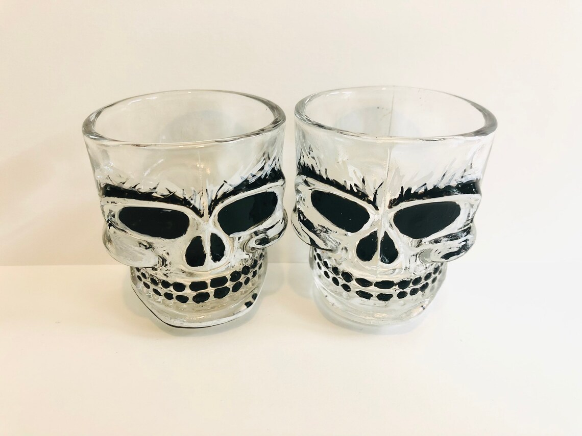 Handmade skull shot glasses pair Etsy