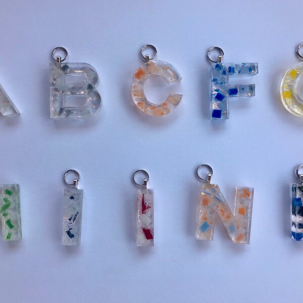 Pre-made Resin Initial Keychains