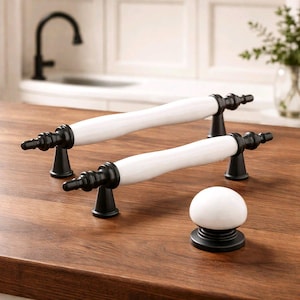 Tirador de porcelana para gabinete, aleación de zinc negro, tirador para cajón de tocador