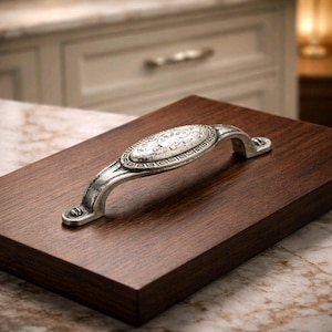 Porzellanschrank Griff, Antique Silver Finish, 96 mm