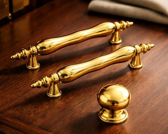 Gold Porcelain Cabinet Handle, Dresser Drawer Pulls, Wardrobe Knobs