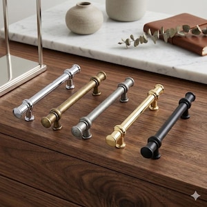 Art Deco Reeded Cabinet Pull | Fluted Drawer Handle, Gold, Black, Chrome Hardware