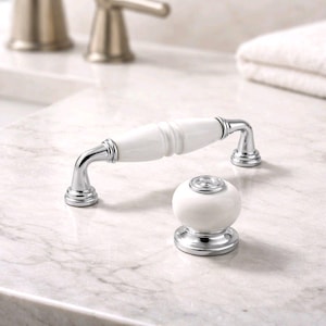 Weißer Porzellanschrank Griff, Silberne Kommode Knäufe, Türkisch gemacht