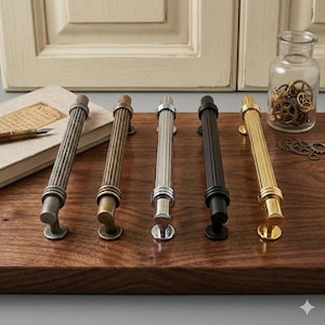 Reeded Cabinet Pull | Fluted Cylinder Drawer Handle | Gold, Chrome, Black, Antique Bronze, Silver Finishes