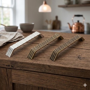 Puxador de armário em latão antigo trançado | Puxador de gaveta serrilhado