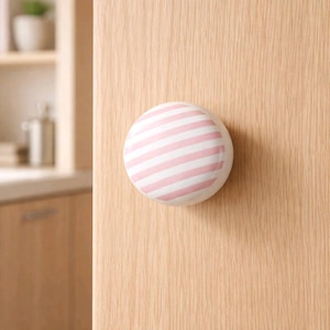 Pomello per cassetto in porcellana a righe: bianco, blu, rosa, maniglia per mobili per cameretta dei bambini