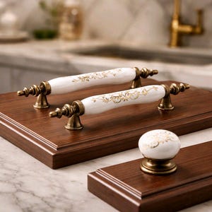 Porcelain Bronze Dresser Pulls, Elegant Cabinet Knobs
