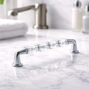 128 mm Möbelknauf aus Glas & Silber, Möbelknauf aus Porzellan