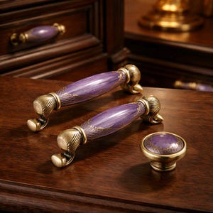 Lila Porzellan Bronze Schrank Knäufe, Avangard Möbelgriffe