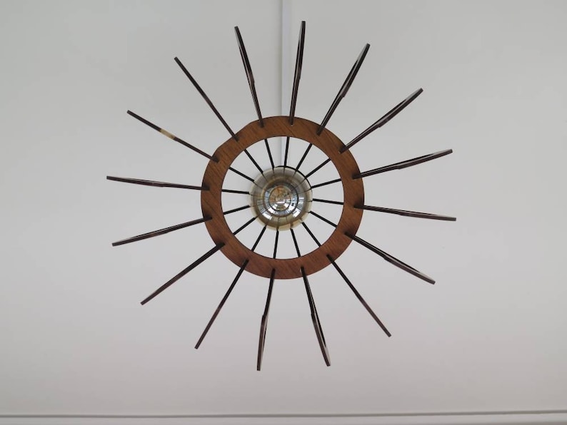 Wooden Pendant Light,Handmade Lamp, Wood Lampshade, Mid Century Modern Lamp, Ceiling Lamp, Chandelier Lighting, Industrial Lamp image 7