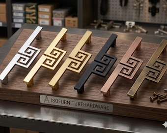 Greek Key Drawer Pulls, Modern Cabinet Handles for Luxury Furniture, Geometric Dresser Pulls, Art Deco Kitchen Handles, Mid CenturyPulls6.3"