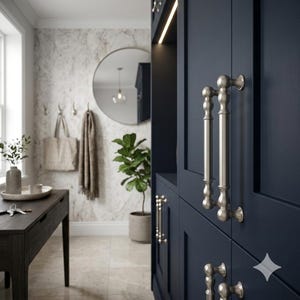 Satin Nickel Möbelknauf | Traditionelle Schubladengriff | Klassische Küchenbeschläge | Griff aus Keramik
