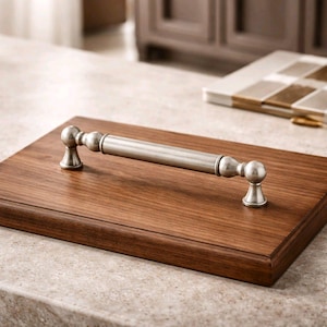 Klassischer Barschrankknauf | Nickel gebürstet, Schubladengriff mit Kugel