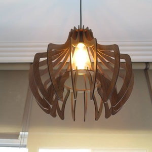 Wooden Pendant Light,Handmade Lamp, Wood Lampshade, Mid Century Modern Lamp, Ceiling Lamp, Chandelier Lighting, Industrial Lamp image 5