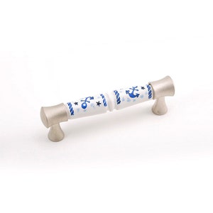 Porcelain Knobs Gray Handle White Pulls Dresser Cabinet Wardrobe Furniture Kidsroom