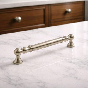 Satin Nickel Möbelknauf | Traditionelle Schubladengriff | Klassische Küchenbeschläge | Griff aus Keramik