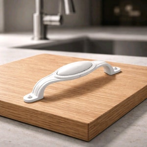 Tirador de porcelana blanca para armario, tirador de aleación de zinc (96 mm)