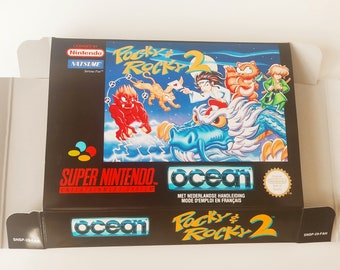 Super Nintendo Pocky & Rocky 2 box