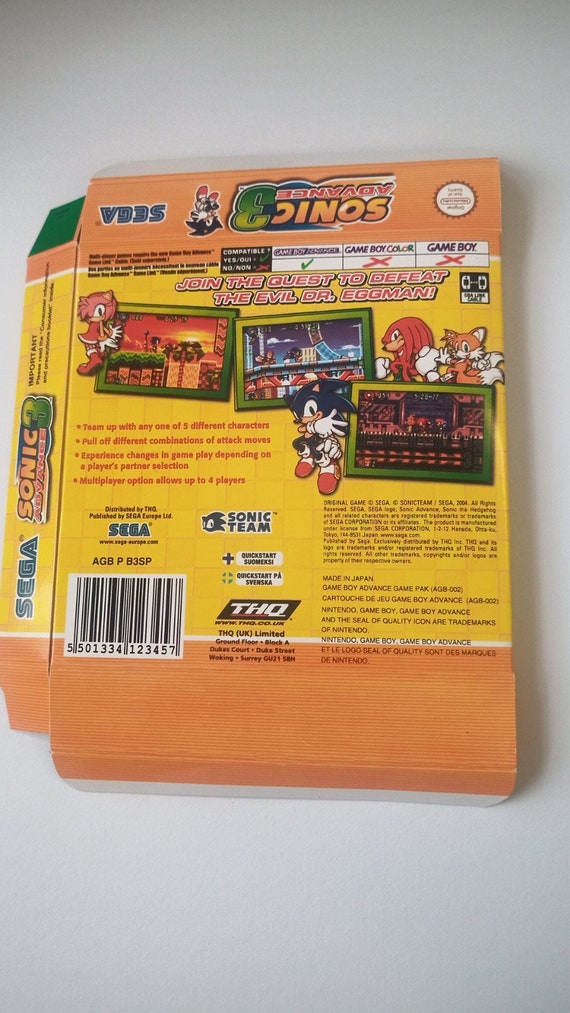 Game Boy Advance Sonic Advance 3 Box 