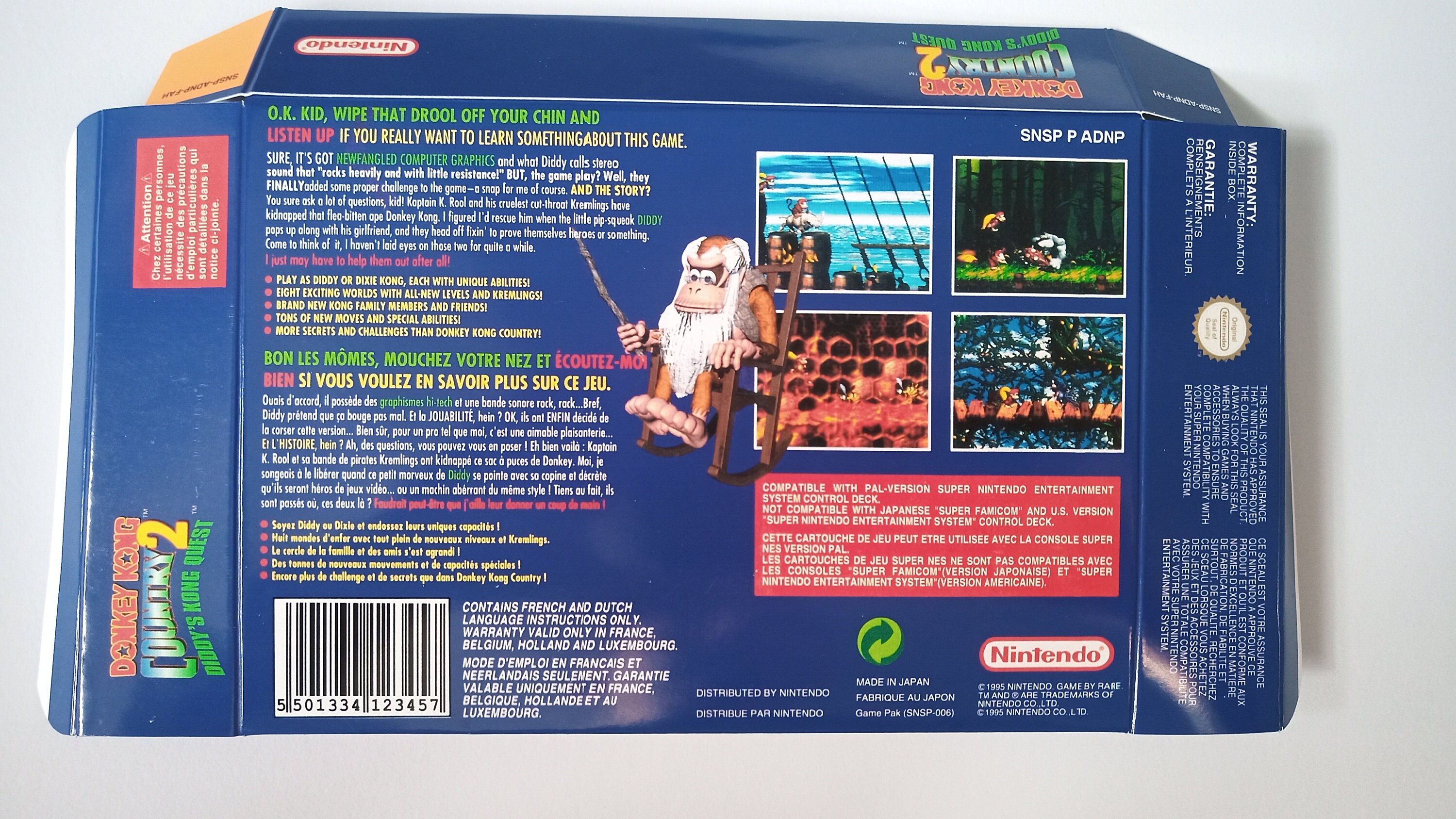 Super Nintendo Donkey Kong Country 2 French/english Box - Etsy