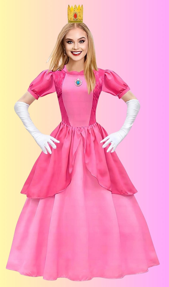 Costume da principessa Peach per adulti in The Super Mario Bros, abito da  compleanno da donna, cosplay da principessa di Halloween, vestire, abito da  festa per adulti -  Italia
