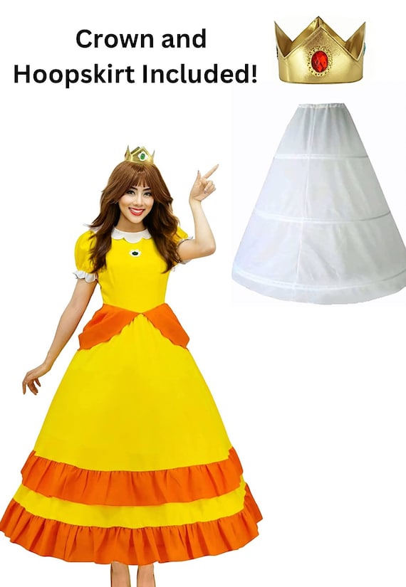 Princess Daisy Costume Dress for Women, Princess Peach Dress Up