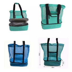 Beach Tote Bag With Waterproof Cooler for Men and Women Large Mesh ...
