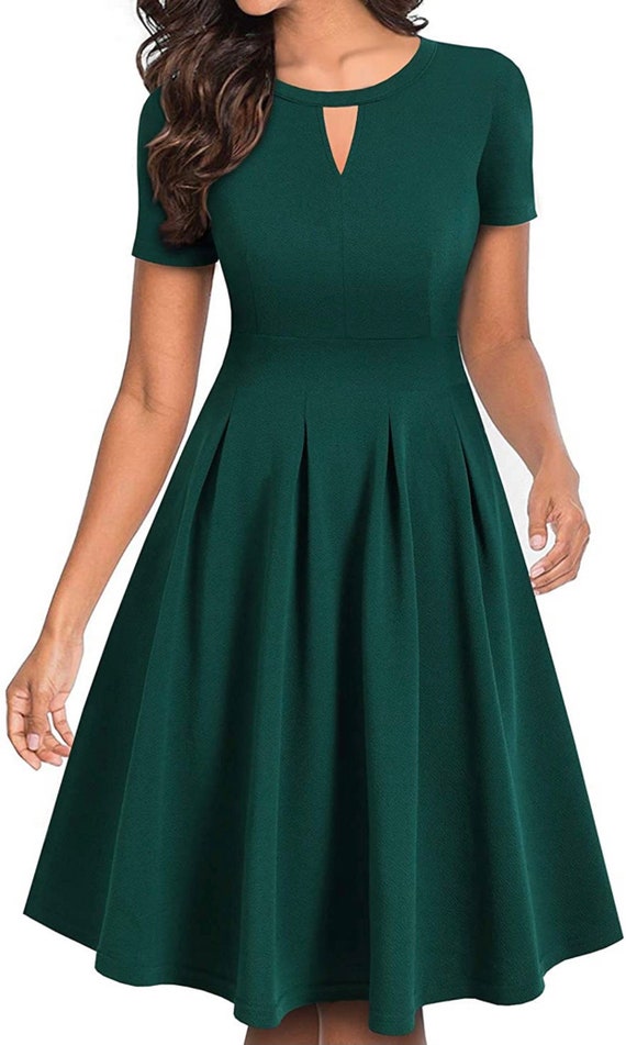 Business Dress Women, Workdress, Casual Midi Dress Vintage, Summer