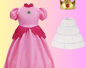 Princess Peach Costume and Princess Daisy Costume Dresses, Girls Super  Mario Costume, Princess Peach Dress, Party, Princess Daisy Dress 