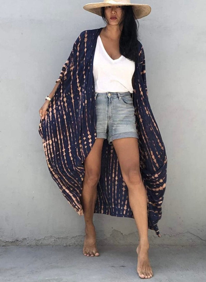 Black Tie Dye Kimono Robe Oversized Long Kimono Boho Kimono Etsy