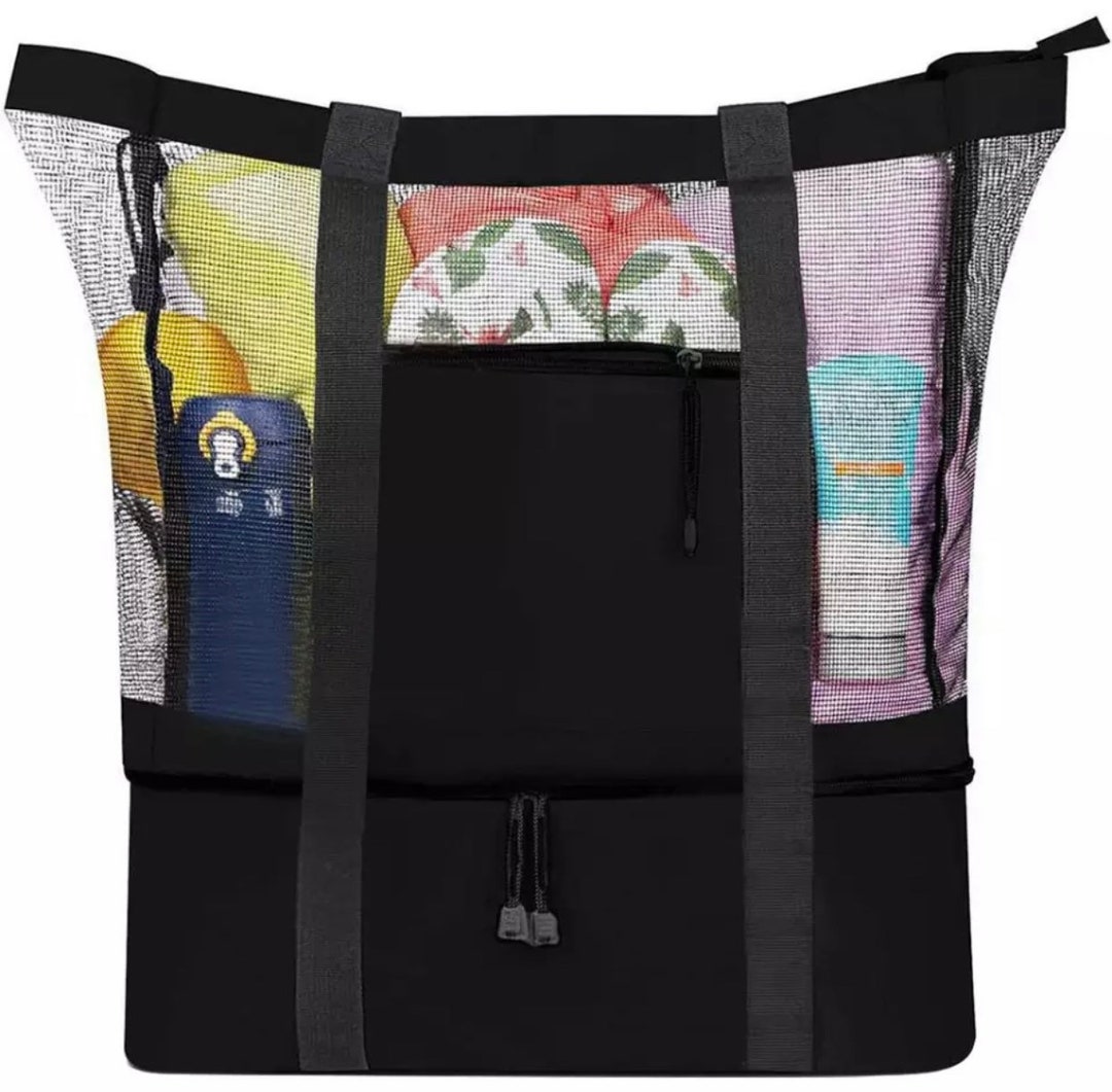 Beach Tote Bag With Waterproof Cooler for Men and Women Large Mesh
