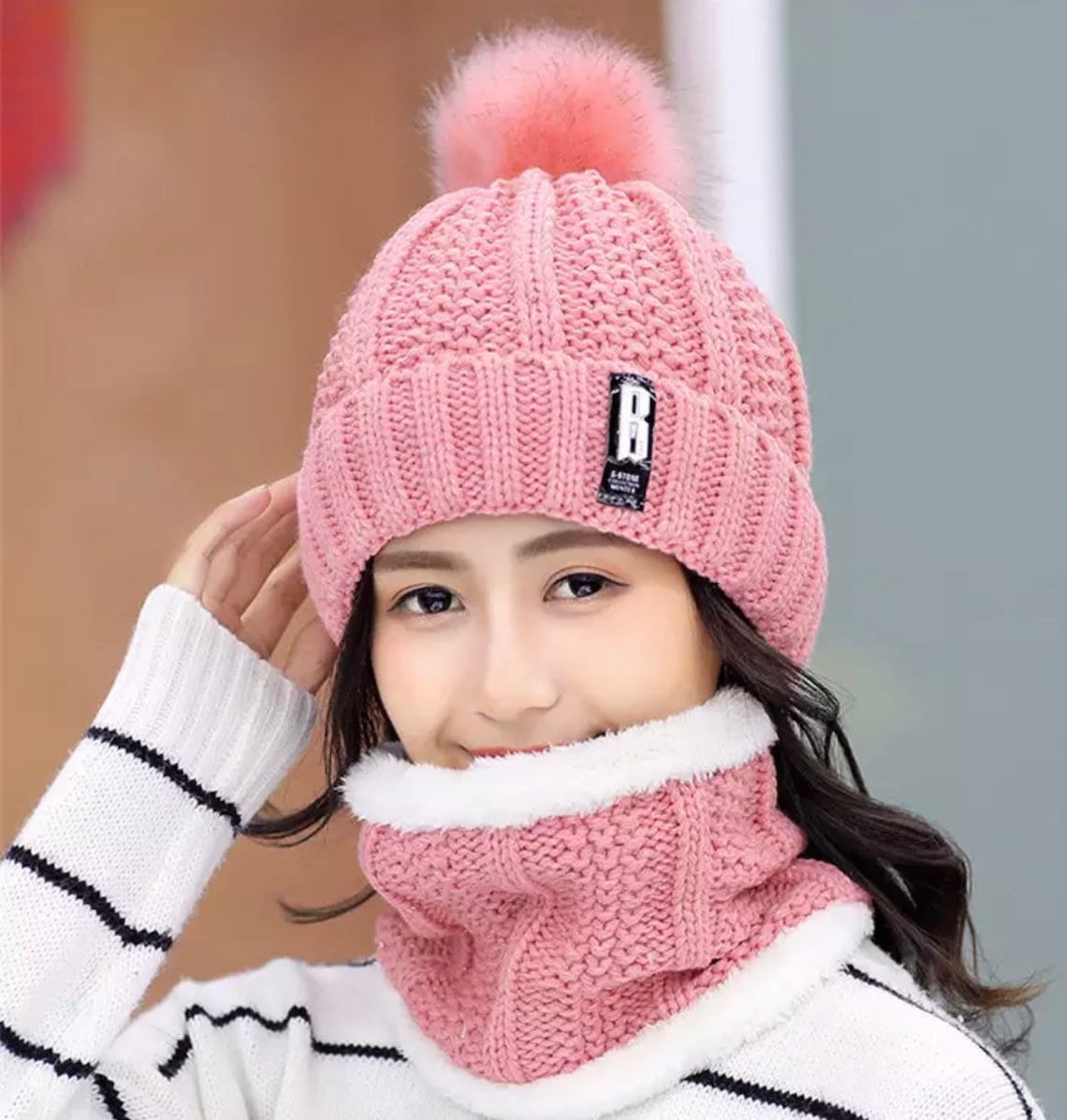 Pompom hat and scarf set Winter hat for womenKnit Pom Etsy