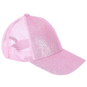 Ponytail Glitter Baseball Hats for Girls. Messy Bun, Trucker Hat, High ...
