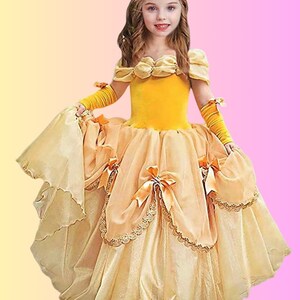 Belle Dress Disney Princess Dress Beauty and the Beast Belle Costume Yellow Dress for toddler, child, girl Princess Costume