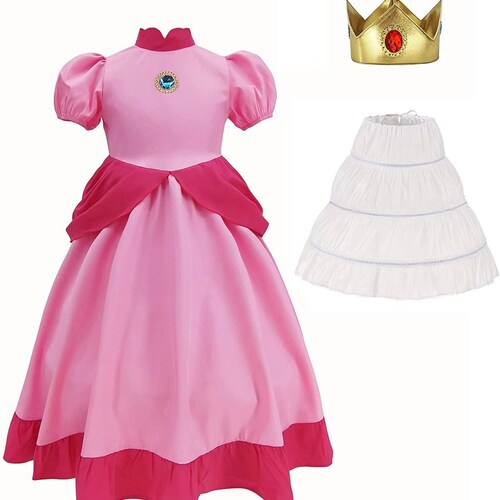 Princess Peach costume apron for women, Princess Peach dress up apron, Super Mario party, womens Halloween costume, cosplay shops costume