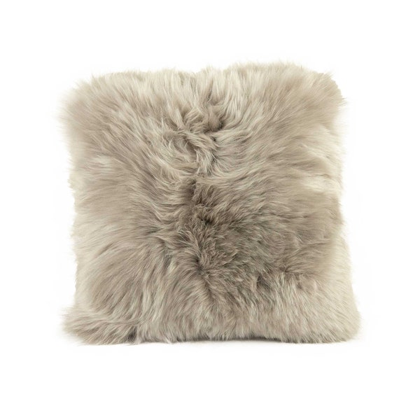 Dutchskins Coussin Coussin en peau de mouton | coussin en peau de mouton taupe clair | coussin en fourrure taupe clair