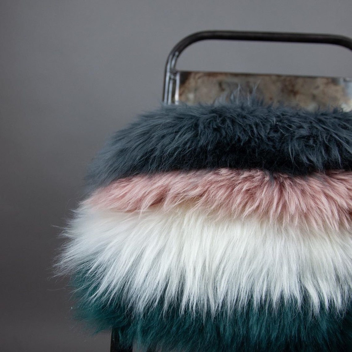 Sheepskin Chair Cushion Light Grey Square Seat Cushion Etsy