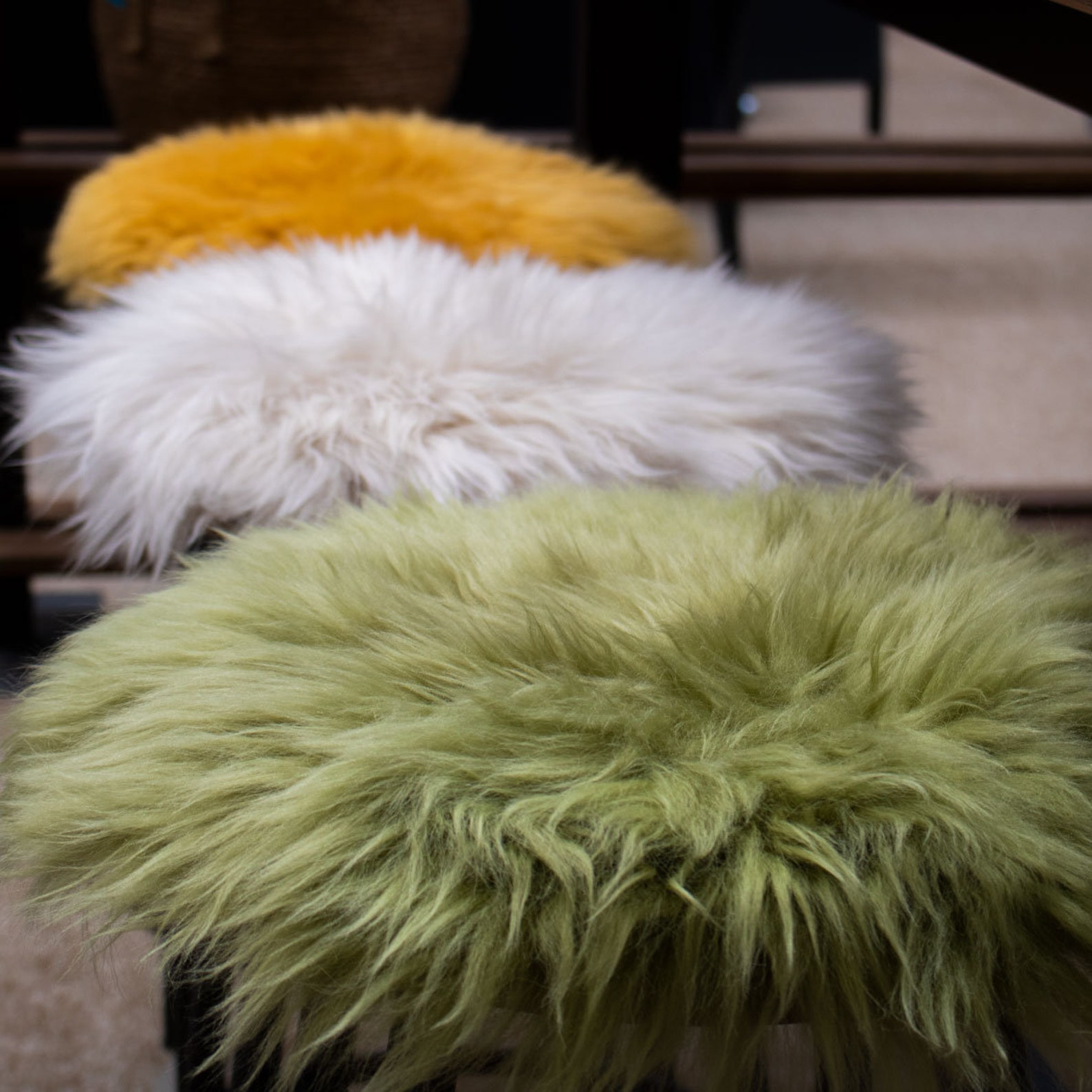 Sheepskin Chair Cushion Green Sheepskin Seat Cushion Seat Etsy