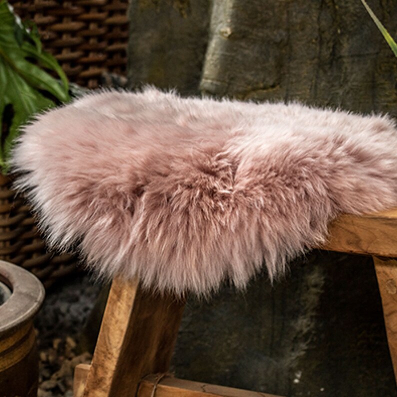 Sheepskin Chair Cushion Pink Square Seat Cushion Sheepskin Etsy UK