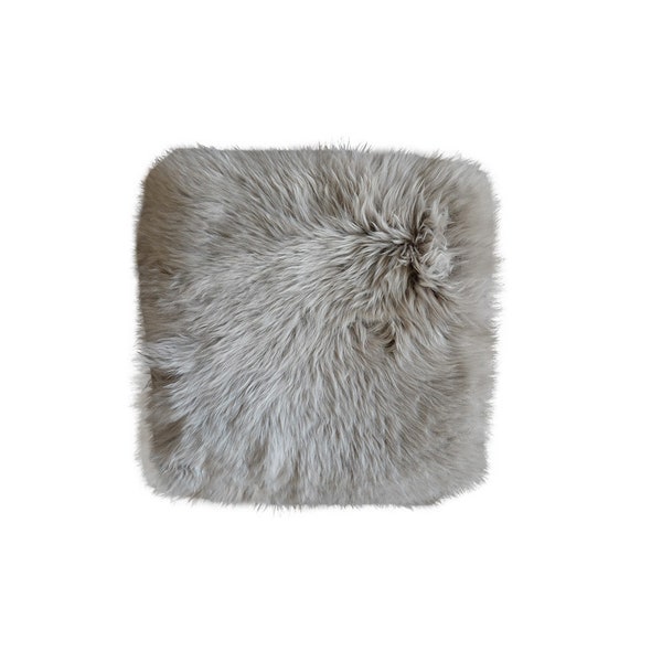 Dutchskins Coussin de chaise en peau de mouton carré gris - Coussin de siège en peau de mouton - Coussin de siège - Coussin de chaise en peau de mouton gris