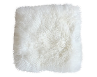 Dutchskins Sheepskin chair cushion white - sheepskin seat cushion - seat cushion - sheepskin chair pad white - white stool cushion