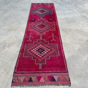 Runner Rugs, Turkish Rug, Vintage Rug, Herki Rug, Wool Rug, Rugs For Kitchen, 2.9x10.4 ft Pink Rug, Antique Rug, Handmade Wool Rug,