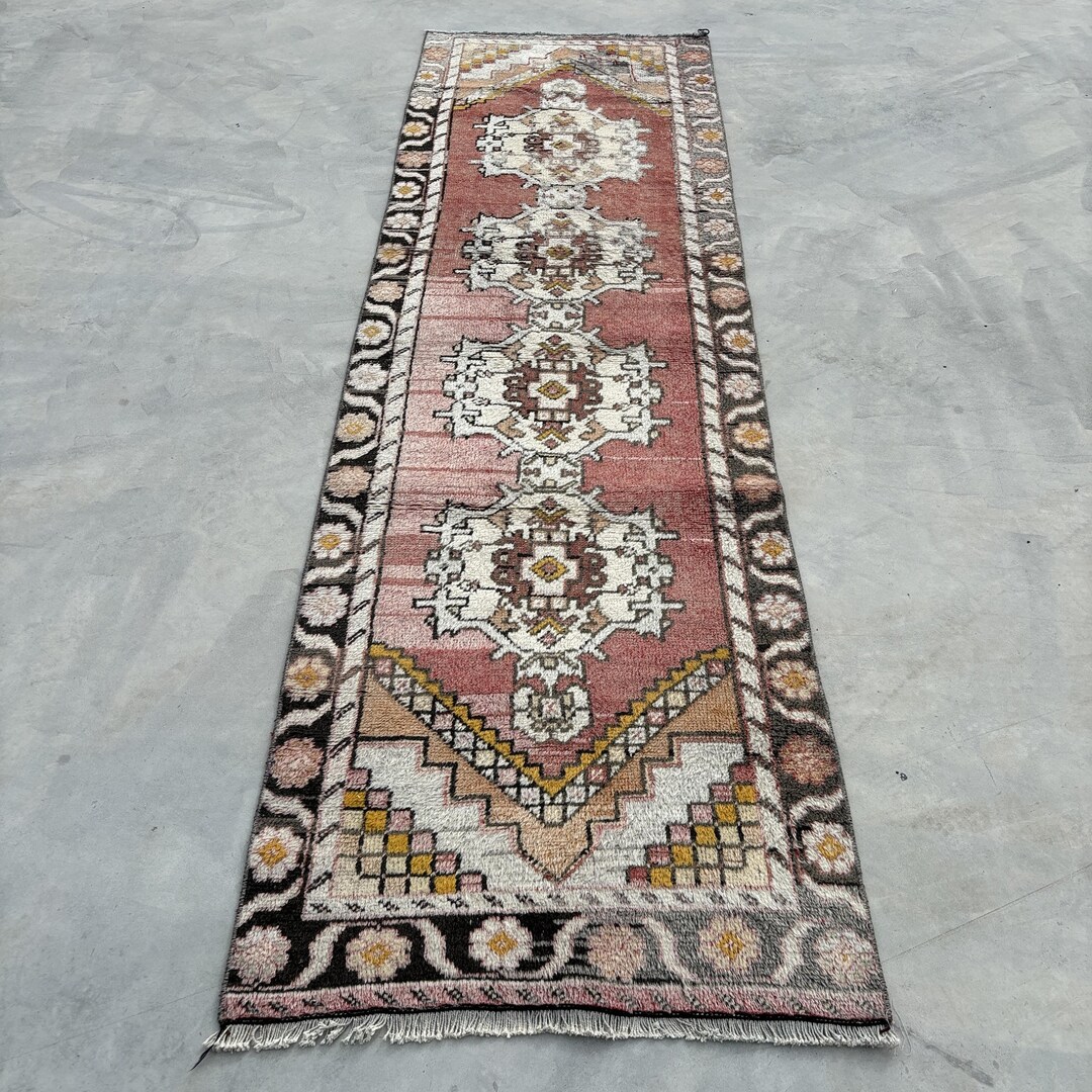 Turkish Rug, Vintage Rug, 3x9 Ft Runner Rugs, Faded Oushak Rug, Rugs ...