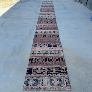Vintage Turkish Runner Rug, 3x23ft, 79x716cm, Antique Hallway Rug, Wool Long Runner, Handmade Turkish Rug, Boho Decor