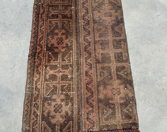 Vintage Rug, Turkish Rug, Patchwork Rug, Small Rugs, Antique Rugs, Rugs For Entry, 1.5x2.2 ft Brown Rug, Antique Rug, Wool Bath Mat,