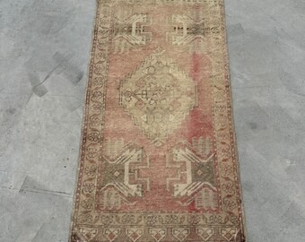 2x4 ft Small Rugs, Turkish Rug, Vintage Rug, Faded Anatolian Rug, Rugs For Entry, 1.6x3.1 ft Beige Rug, Oriental Rugs, Small Bathroom Rug,